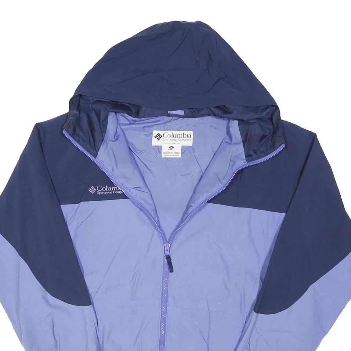 COLUMBIA Womens Blue & Navy Zip Hooded Classic Jacket M Polyester Blend Outdoor