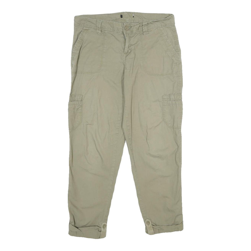 Womens Beige Cotton Blend Regular Tapered Trousers W30 L25 Casual Comfort Wear