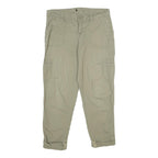 Womens Beige Cotton Blend Regular Tapered Trousers W30 L25 Casual Comfort Wear