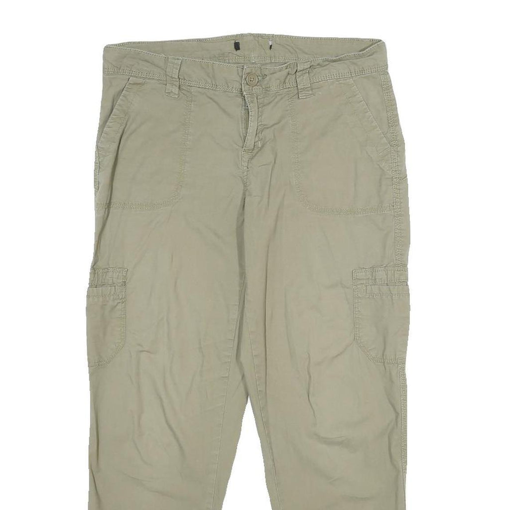 Womens Beige Cotton Blend Regular Tapered Trousers W30 L25 Casual Comfort Wear