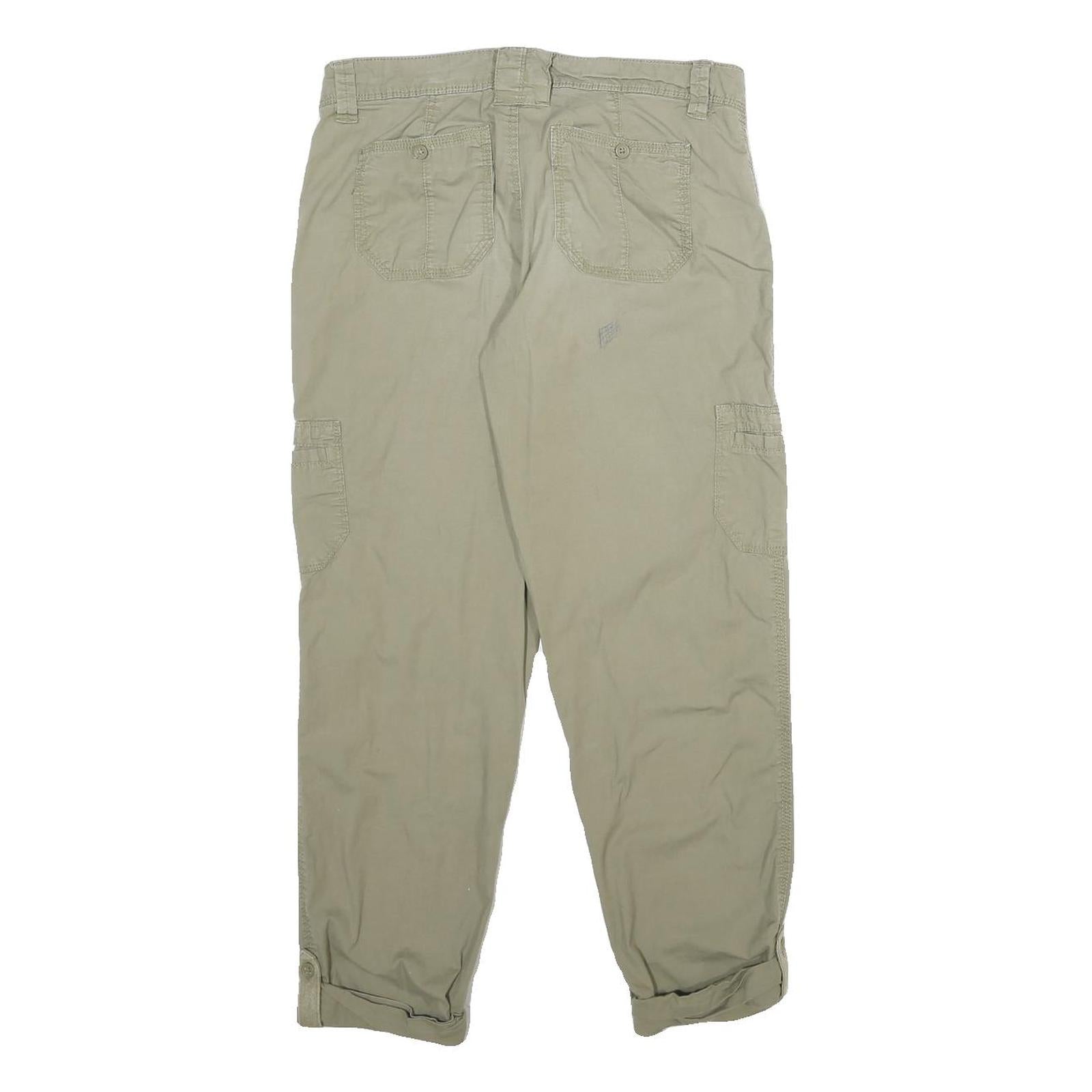 Womens Beige Cotton Blend Regular Tapered Trousers W30 L25 Casual Comfort Wear