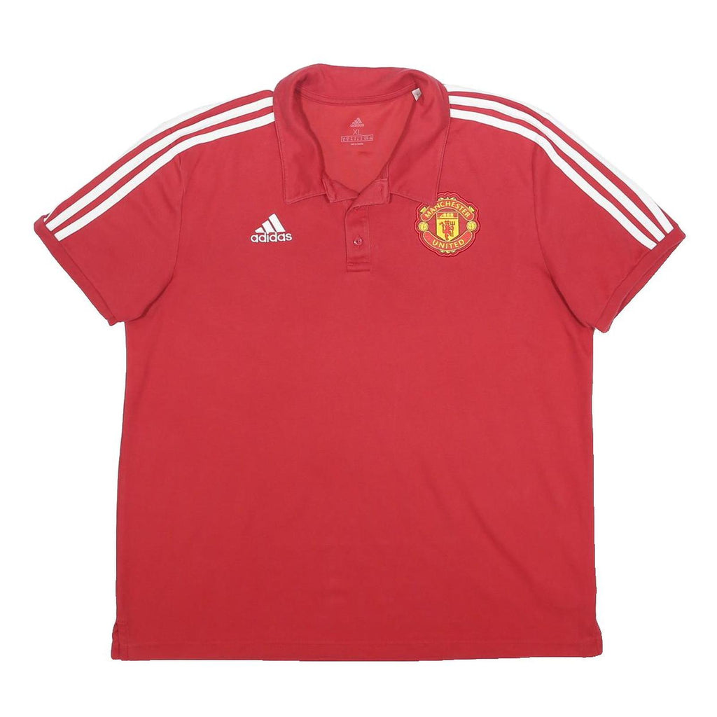 ADIDAS Mens Red Manchester United Short Sleeve Polo Shirt XL Cotton Blend
