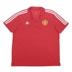 ADIDAS Mens Red Manchester United Short Sleeve Polo Shirt XL Cotton Blend