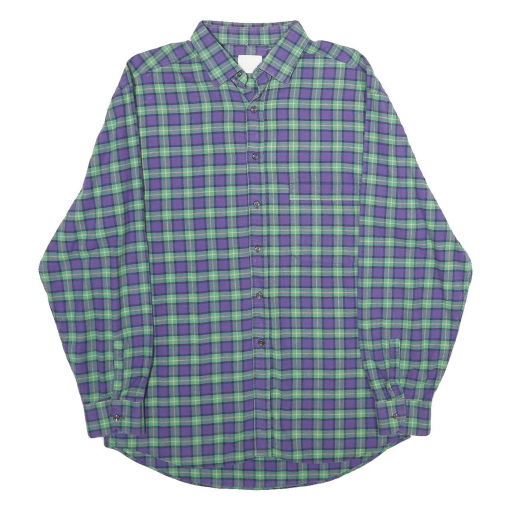CAUCCI Mens Purple & Green Check Shirt M Long Sleeve Button Shirt Casual