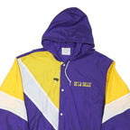 TD SPORTSLINE Mens Purple & Yellow Hooded Nylon Button Jacket XL Lightweight