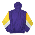 TD SPORTSLINE Mens Purple & Yellow Hooded Nylon Button Jacket XL Lightweight