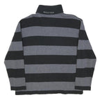 NAUTICA Mens Black & Grey Striped Cotton Blend Pullover Jumper L Casual Half Zip