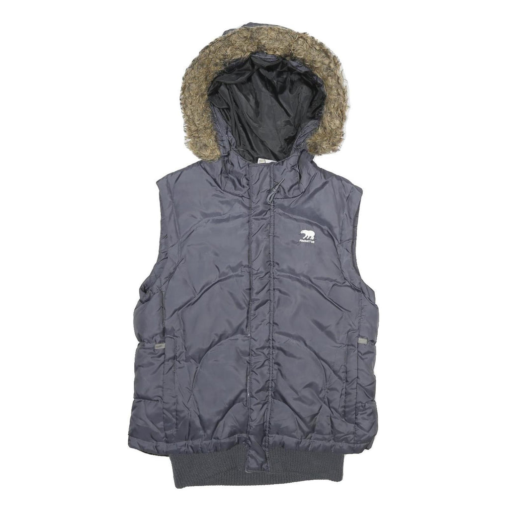 PREDATOR Mens Grey Hooded Zip Jacket M Puffer Quilted Winter Warmwear