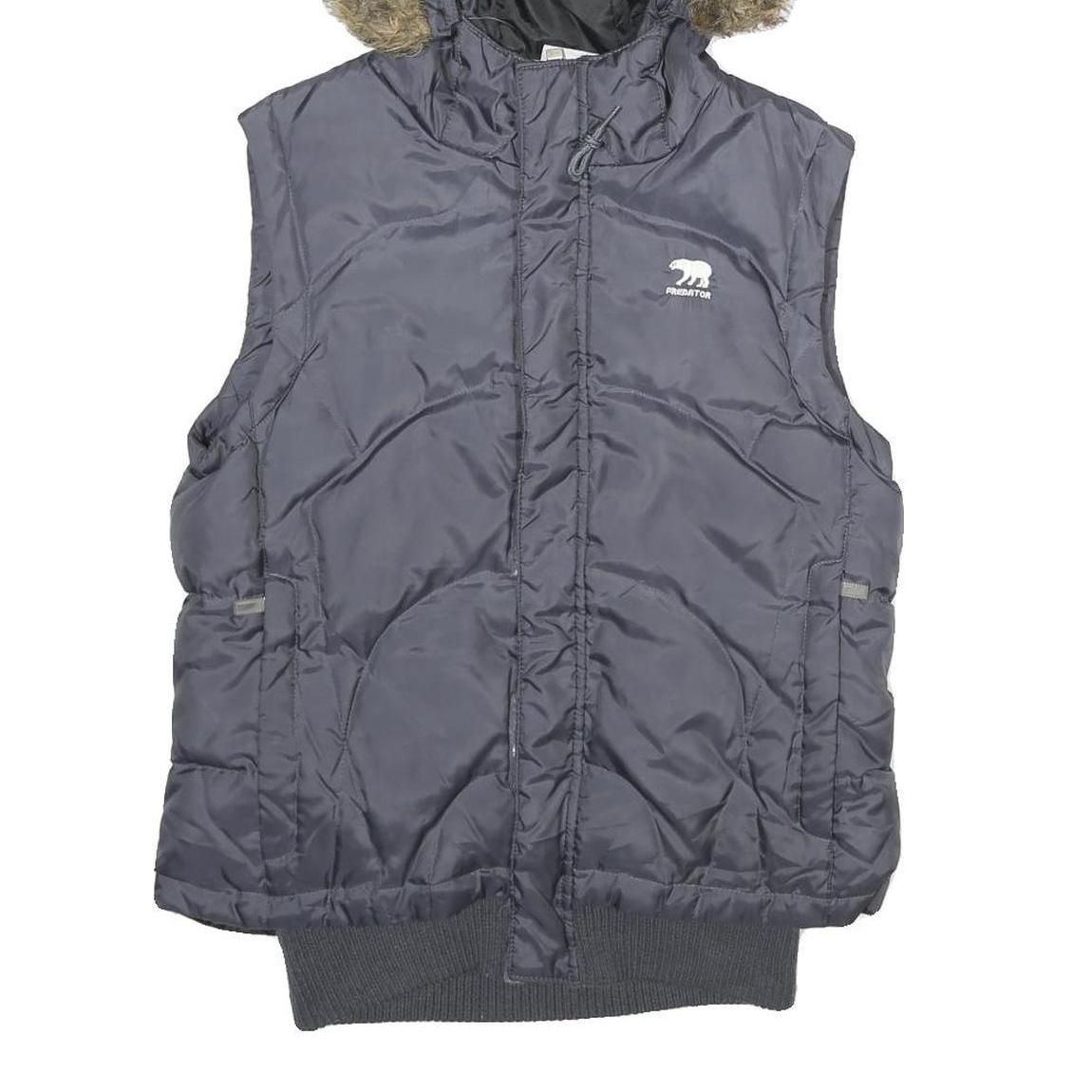 PREDATOR Mens Grey Hooded Zip Jacket M Puffer Quilted Winter Warmwear