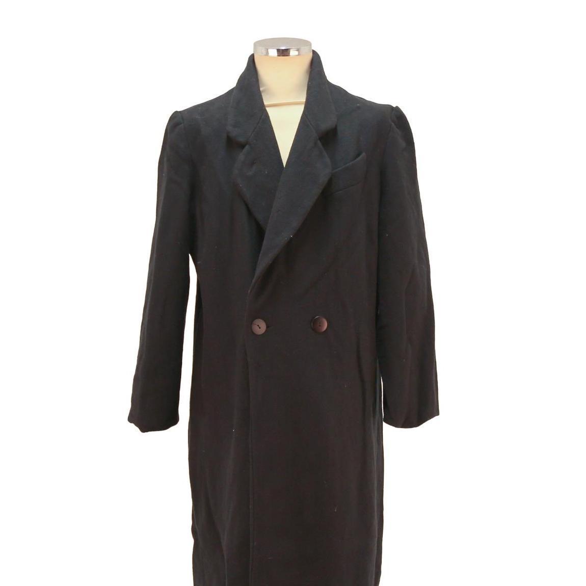 REWORK BILLI Mens Black Wool Blend Long Sleeve Button Jacket L Plain Classic