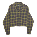 DIESEL Womens Green & Purple Checked Shirt M Cropped Button Front Casual