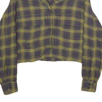 DIESEL Womens Green & Purple Checked Shirt M Cropped Button Front Casual
