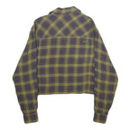 DIESEL Womens Green & Purple Checked Shirt M Cropped Button Front Casual