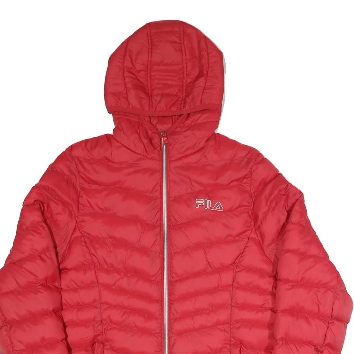 FILA Mens Red Jacket M Polyester Blend Puffer Hooded Zip Casual Outerwear