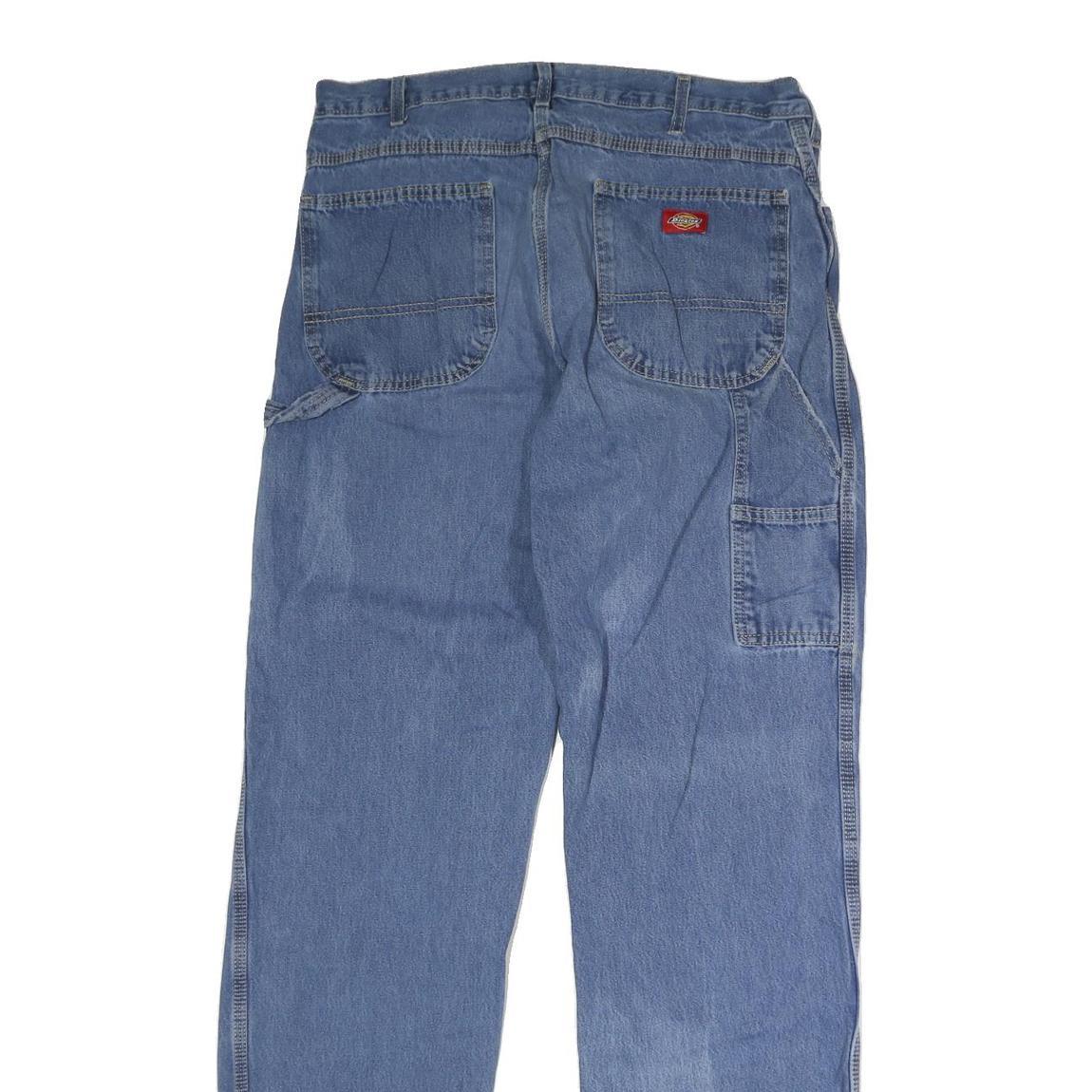 DICKIES Mens Jeans Blue Regular Straight Denim Medium W35 L34 Workwear Button