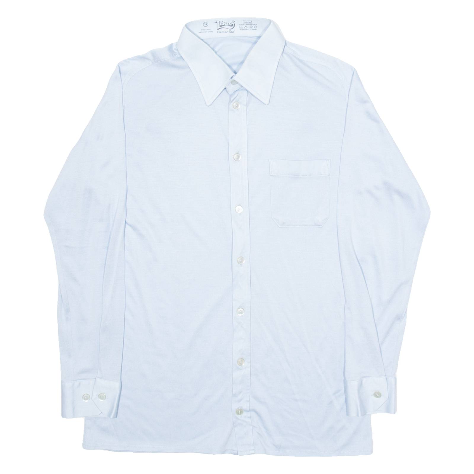 LIBERO Mens Plain Shirt Blue Long Sleeve S