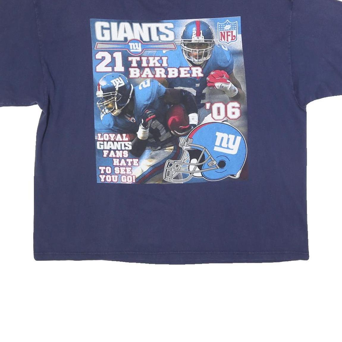 DELTA Mens Blue Giants Tiki Barber 2XL Short Sleeve Crew Neck Cotton Blend