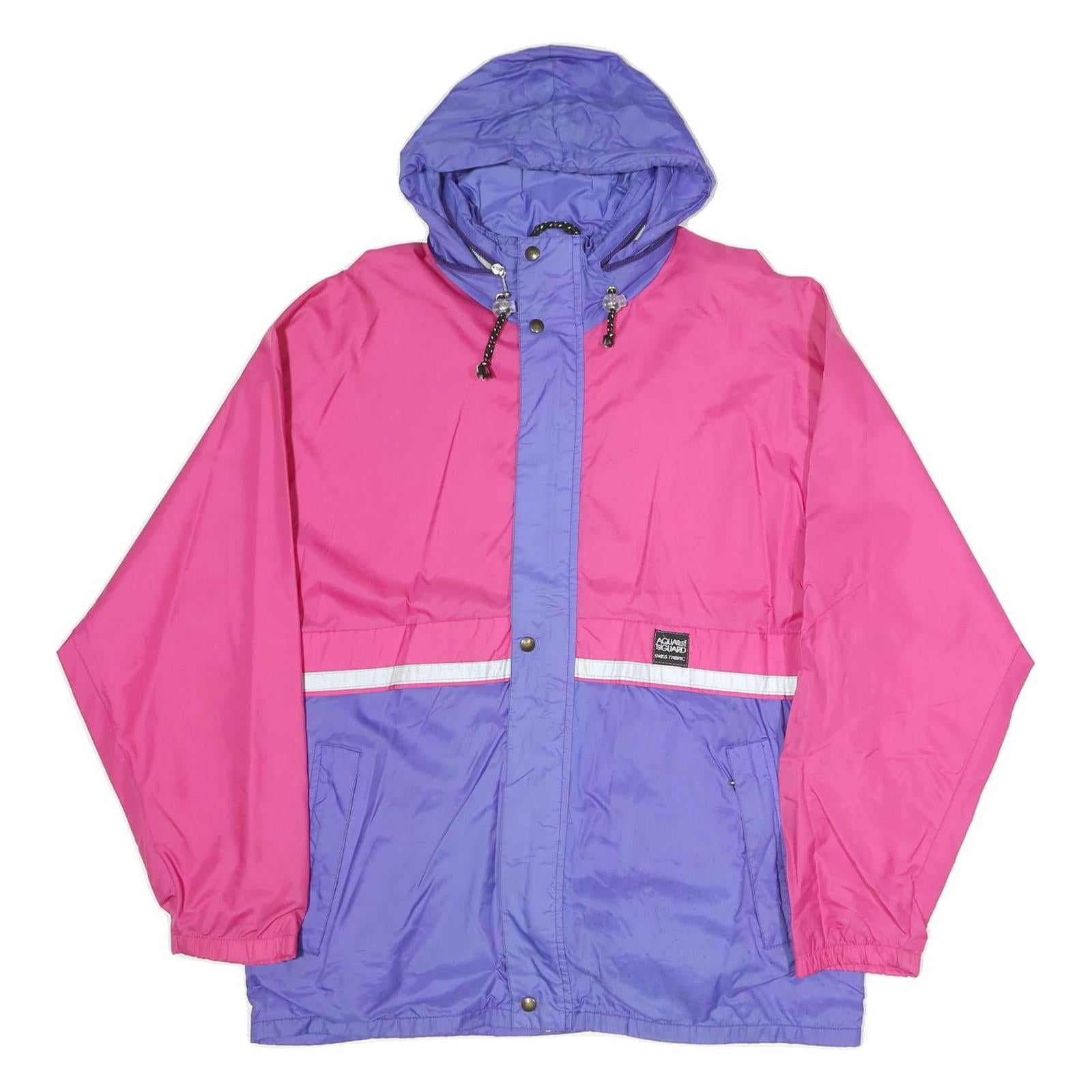 AQUA GUARD Womens Pink & Purple Zip Jacket S Woven Colourblock Hooded Casual