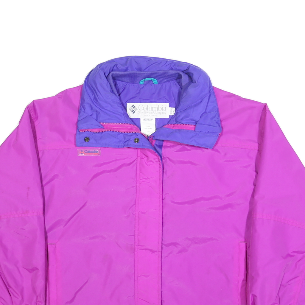 COLUMBIA Mens Purple & Pink Outdoor Jacket M Polyester Plain Zip Casual