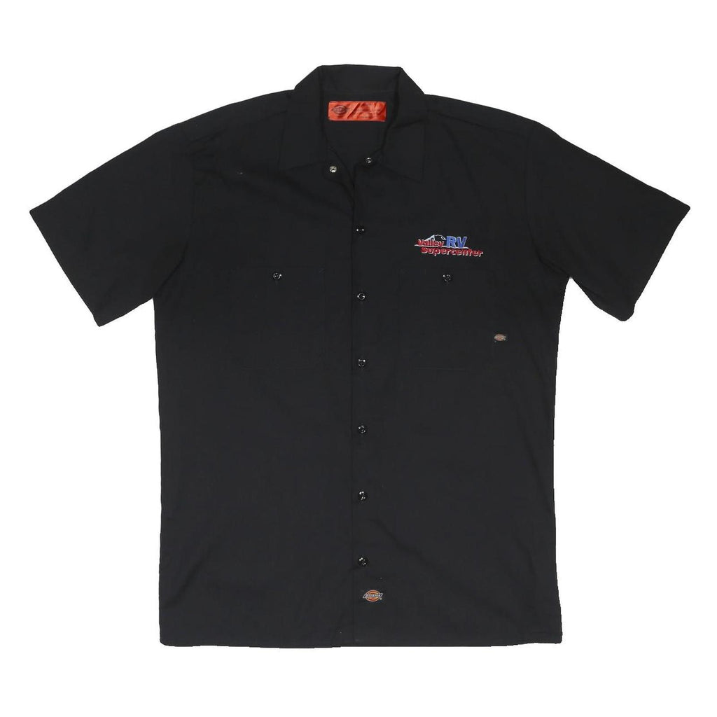 DICKIES Mens Black Polyester Blend Shirt M Workwear Logo Embroidered