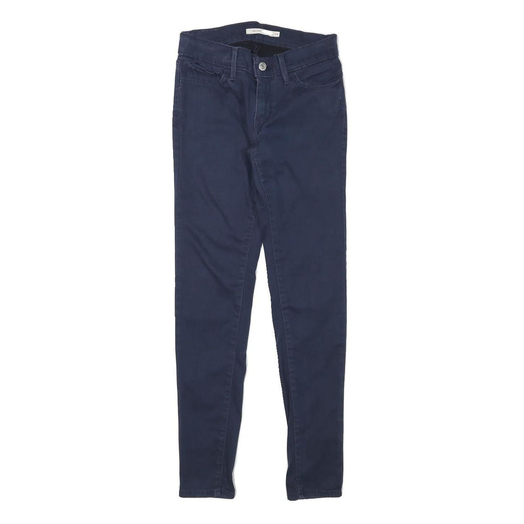 LEVI'S Womens Cotton Blend Blue Slim Skinny Trousers W24 L27 Zip Fastening