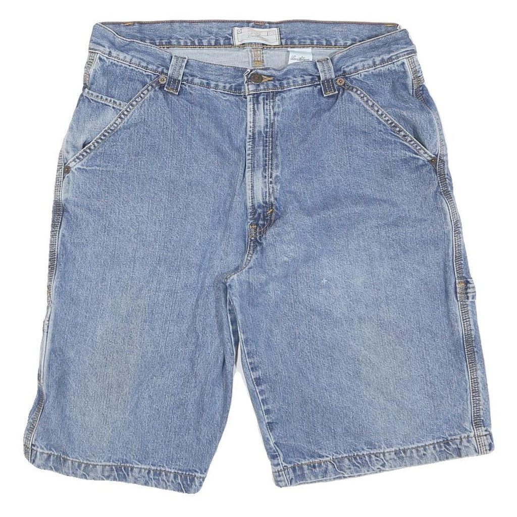 LEVI'S Mens Denim Blue Casual Shorts L W34 Cotton Blend Button Closure