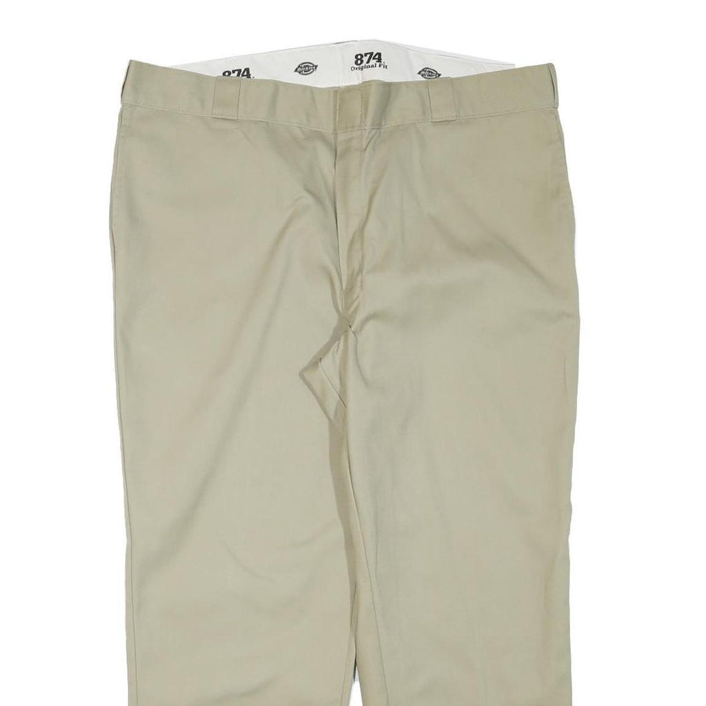 DICKIES Mens Regular Fit Beige Cotton Blend Zip Trousers W40 L27 Classic