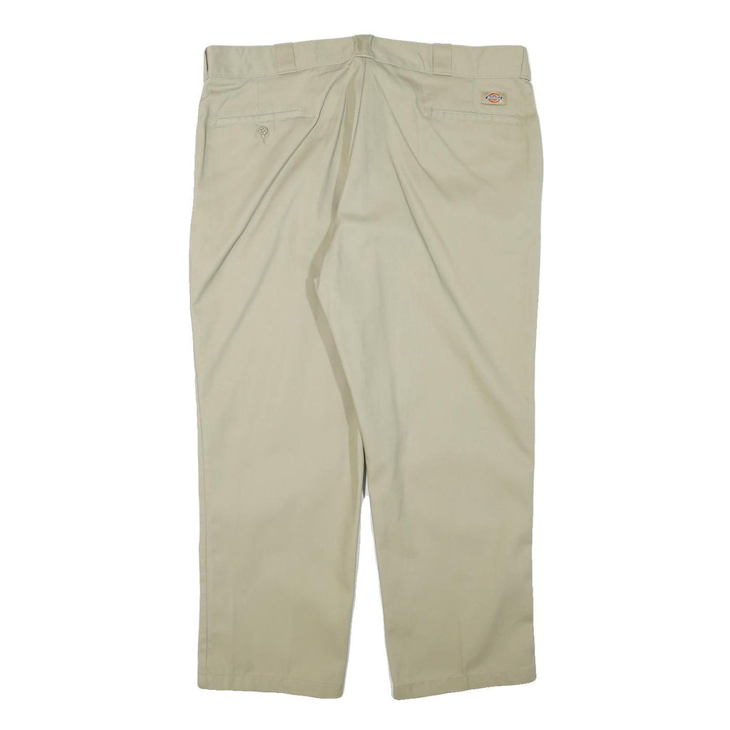 DICKIES Mens Regular Fit Beige Cotton Blend Zip Trousers W40 L27 Classic
