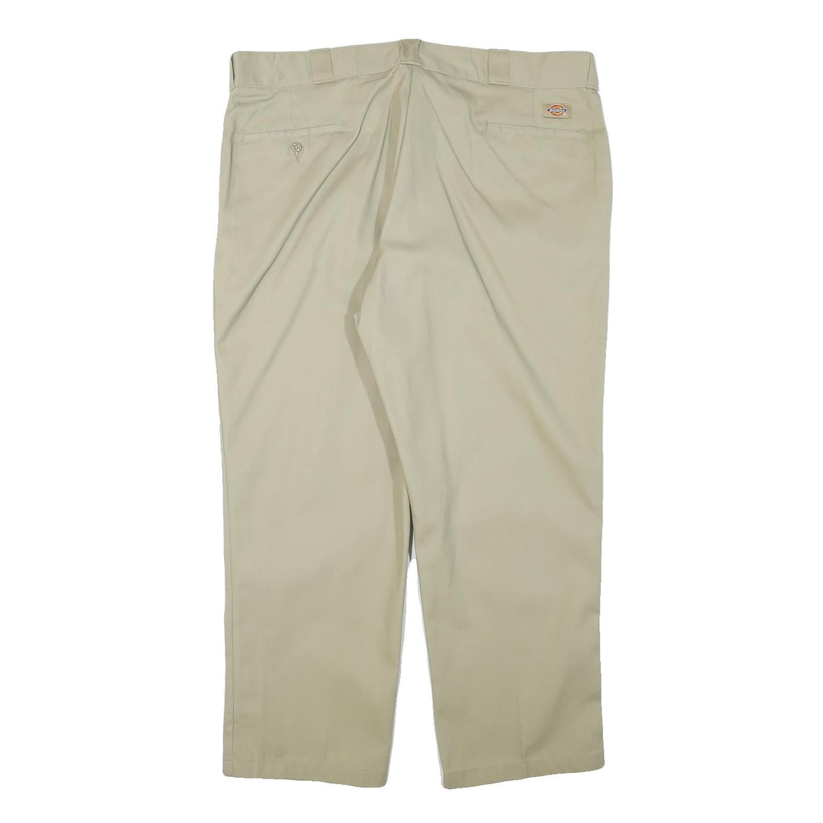 DICKIES Mens Regular Fit Beige Cotton Blend Zip Trousers W40 L27 Classic