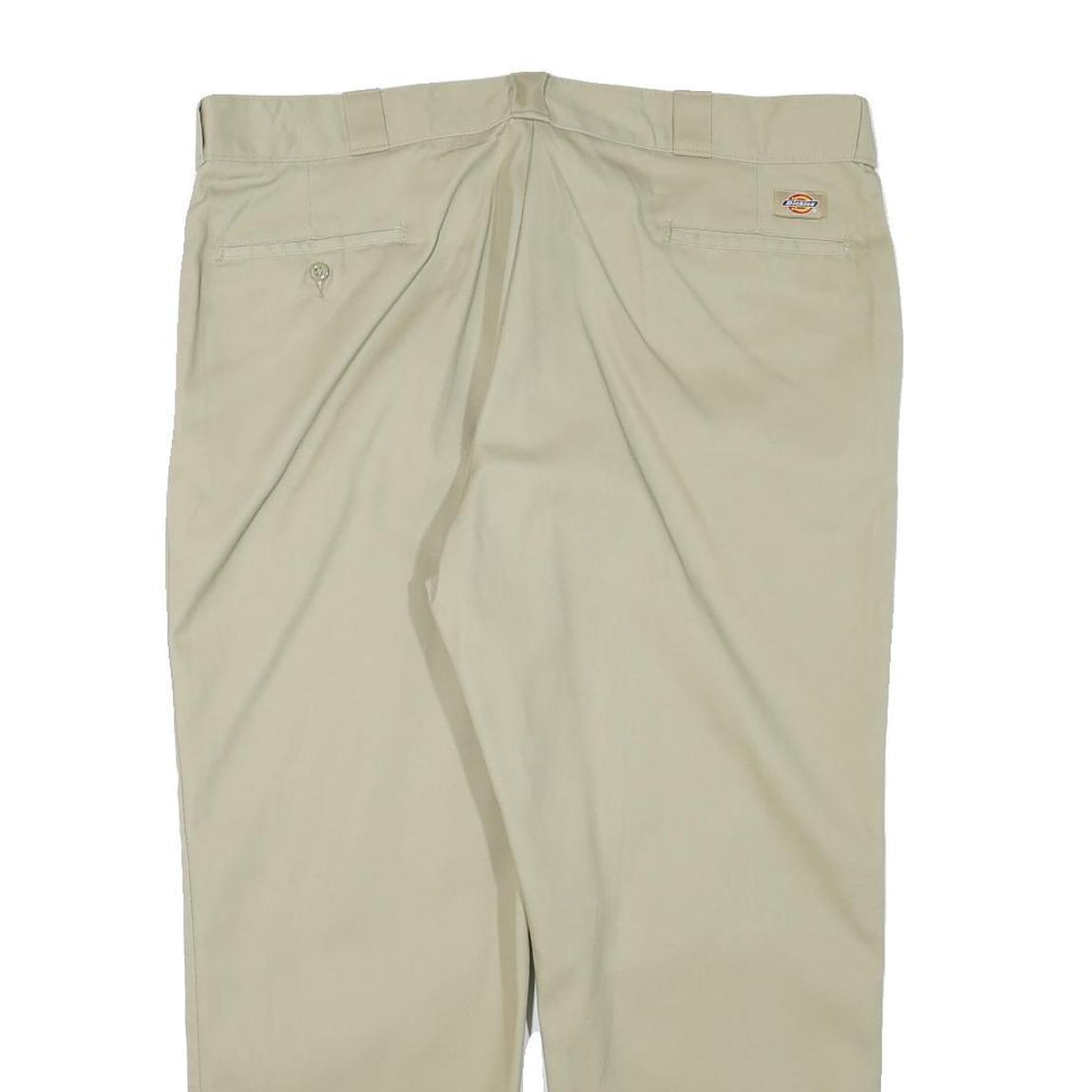 DICKIES Mens Regular Fit Beige Cotton Blend Zip Trousers W40 L27 Classic