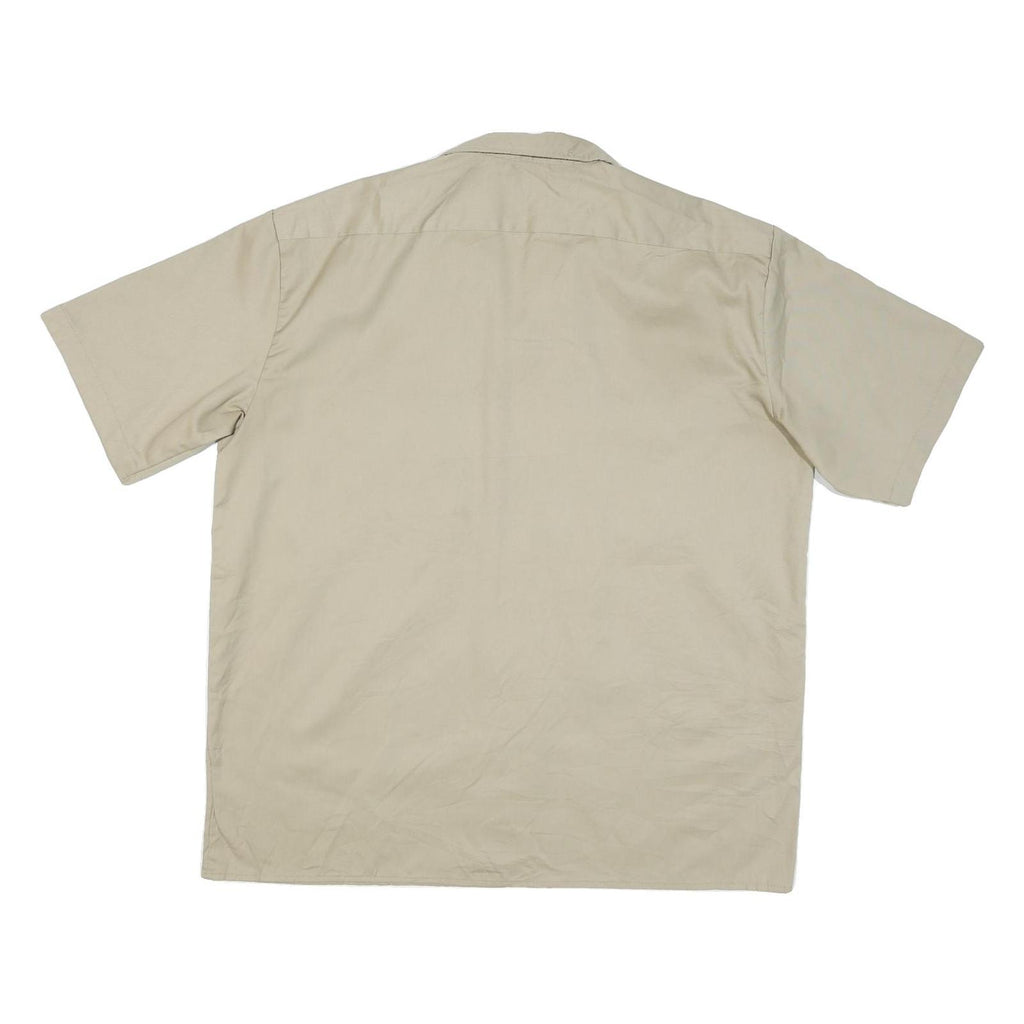 DICKIES Mens Beige Cotton Blend Work Shirt XL Button Pocket Casual Classic