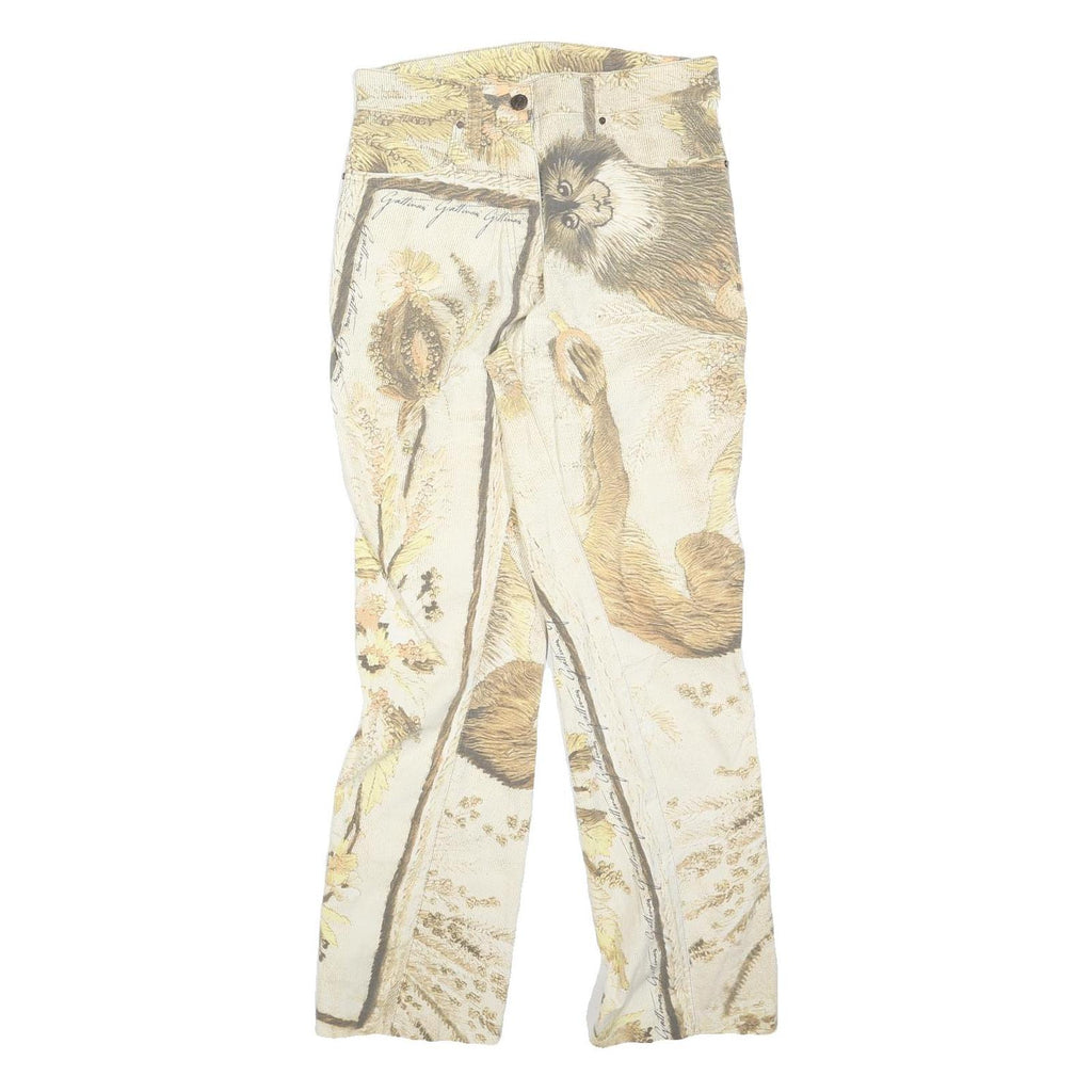 GATTINONI Womens Cotton Blend Beige Animal Botanical Print Regular Leg Trousers