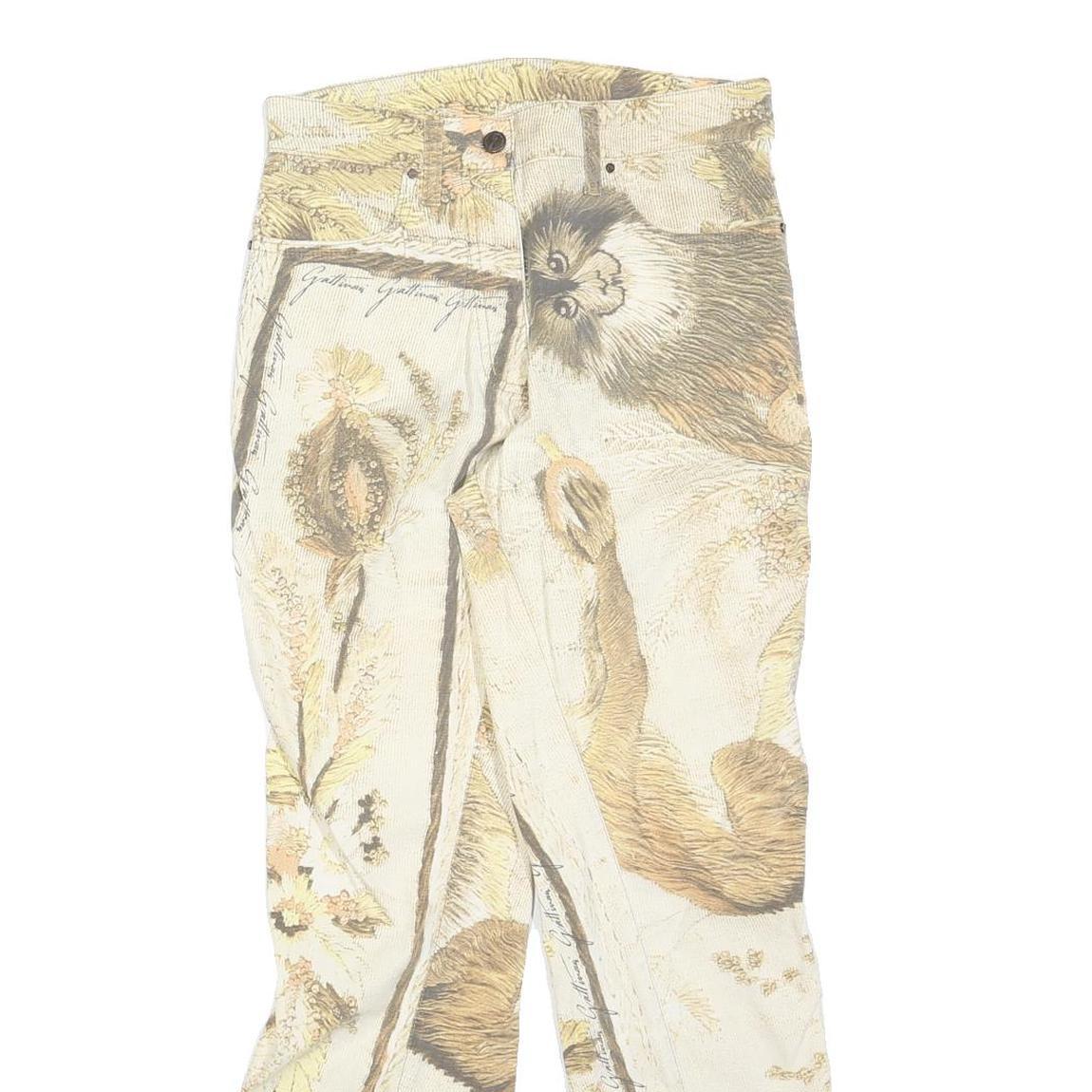 GATTINONI Womens Cotton Blend Beige Animal Botanical Print Regular Leg Trousers