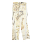 GATTINONI Womens Cotton Blend Beige Animal Botanical Print Regular Leg Trousers