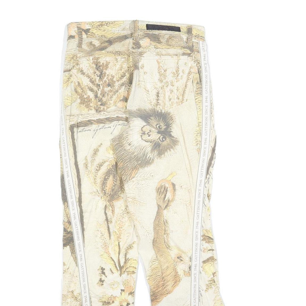 GATTINONI Womens Cotton Blend Beige Animal Botanical Print Regular Leg Trousers