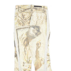 GATTINONI Womens Cotton Blend Beige Animal Botanical Print Regular Leg Trousers