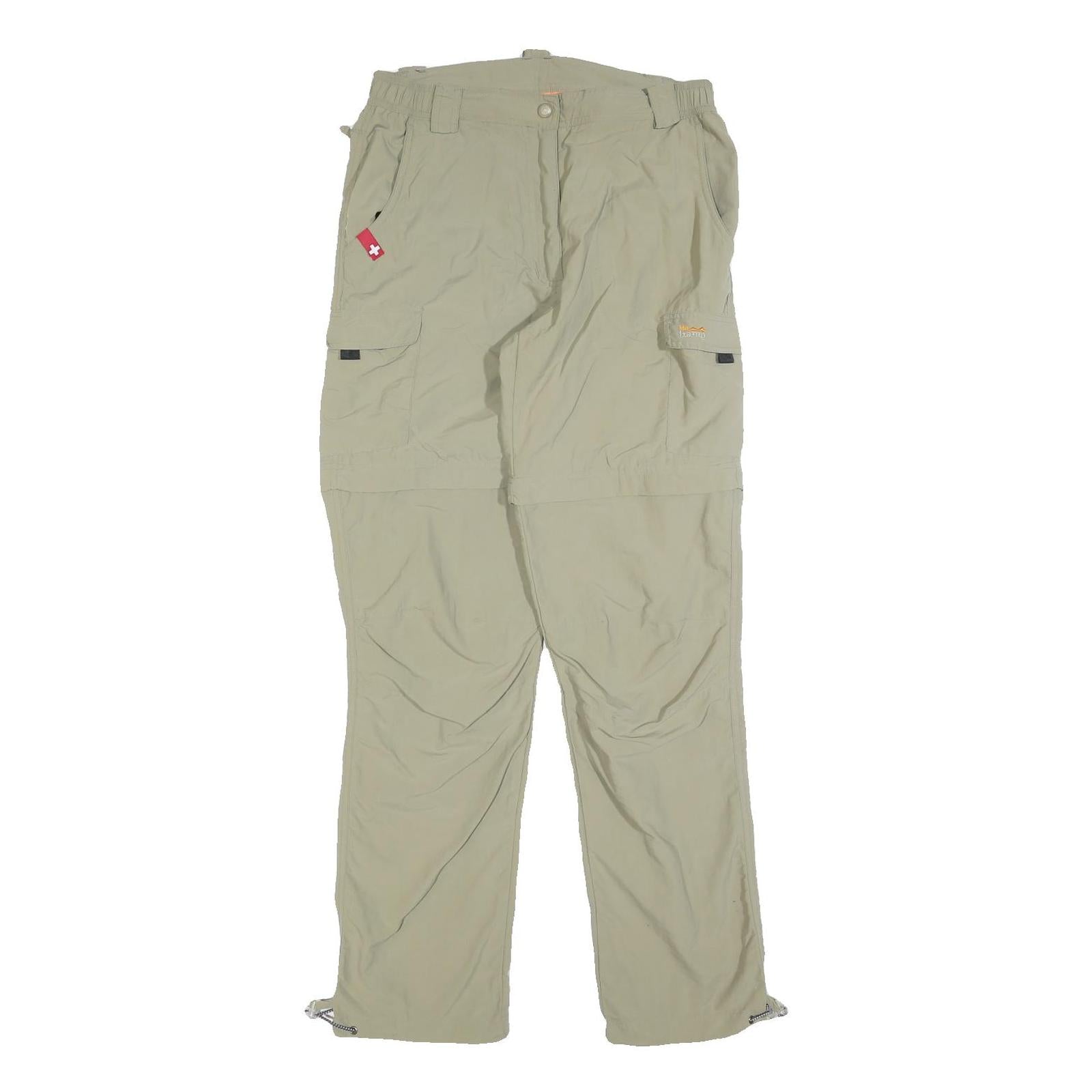 BIG TRAMP Womens Polyester Blend Beige Regular Fit Straight Leg Trousers W28 L32