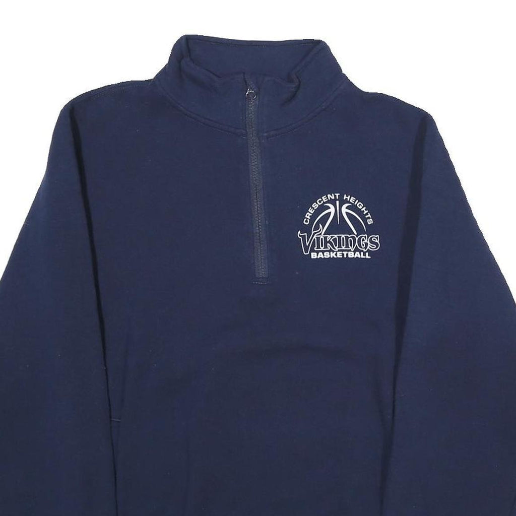 RUSSELL ATHLETIC Mens Navy Blue Cotton Zip Up Basketball Jacket S Plain Casual
