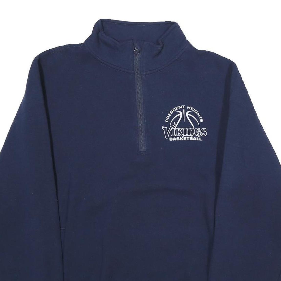 RUSSELL ATHLETIC Mens Navy Blue Cotton Zip Up Basketball Jacket S Plain Casual