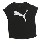 PUMA Womens Black S Graphic T-Shirt Short Sleeve Crew Neck Cotton Logo