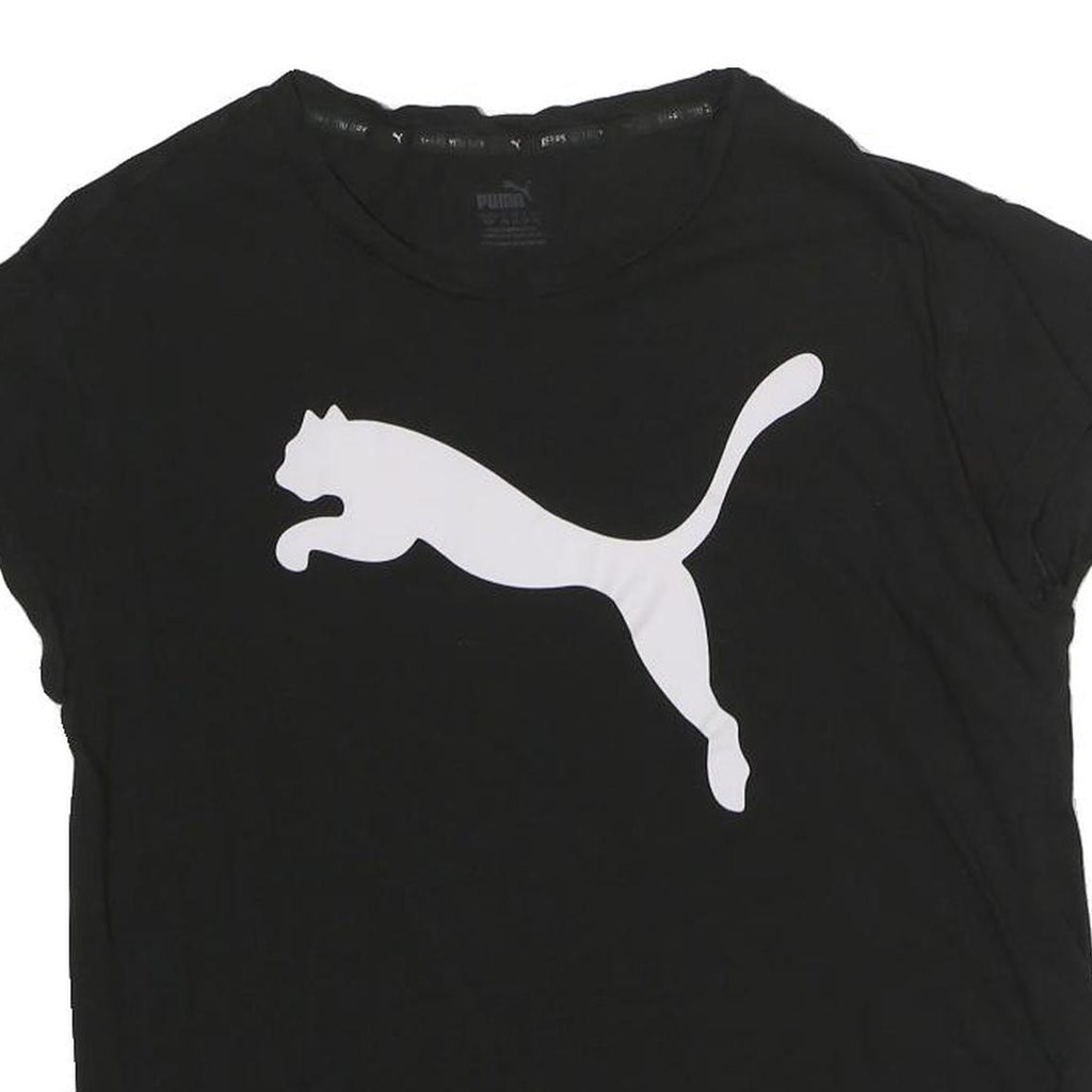 PUMA Womens Black S Graphic T-Shirt Short Sleeve Crew Neck Cotton Logo