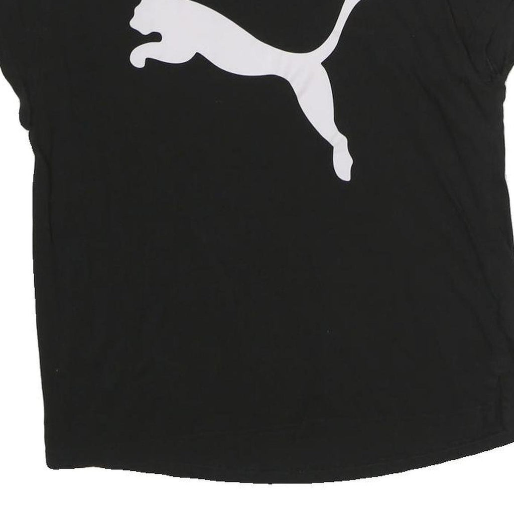 PUMA Womens Black S Graphic T-Shirt Short Sleeve Crew Neck Cotton Logo