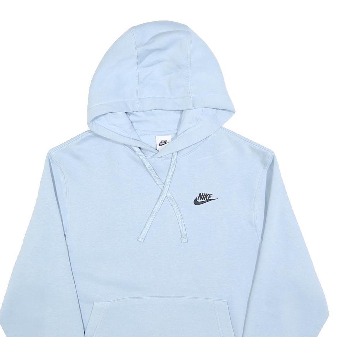 NIKE Mens Blue Pullover Hoodie S Classic Logo Casual Cotton Sweatshirt