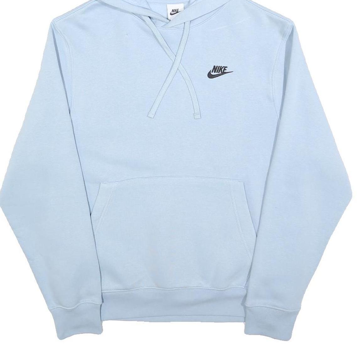 NIKE Mens Blue Pullover Hoodie S Classic Logo Casual Cotton Sweatshirt