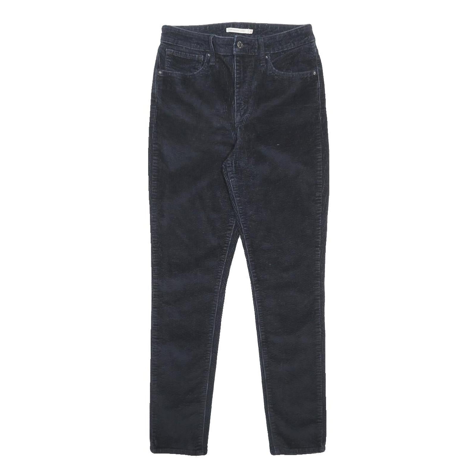 LEVI'S Womens Slim Navy Blue Corduroy Trousers W30 L30 Zip Classic Fit