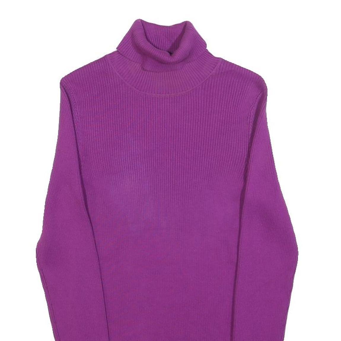 Womens Purple Plain Jumper Roll Neck Basic Knit M Soft Comfortable Casual