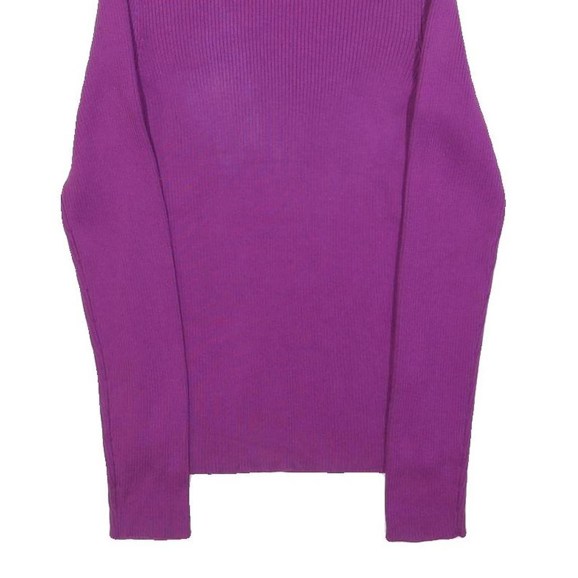 Womens Purple Plain Jumper Roll Neck Basic Knit M Soft Comfortable Casual