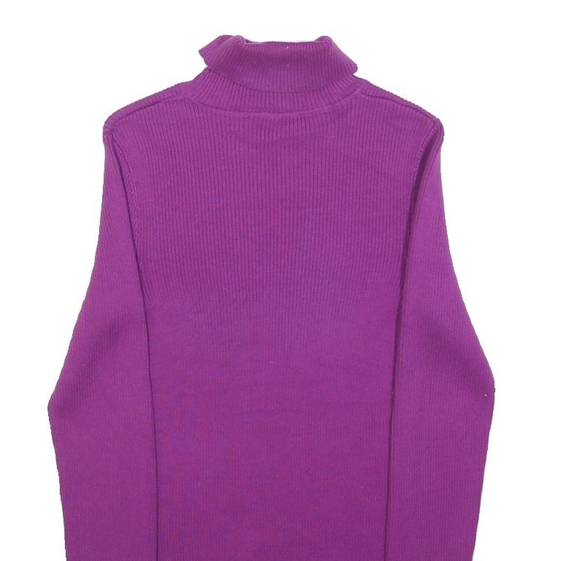 Womens Purple Plain Jumper Roll Neck Basic Knit M Soft Comfortable Casual