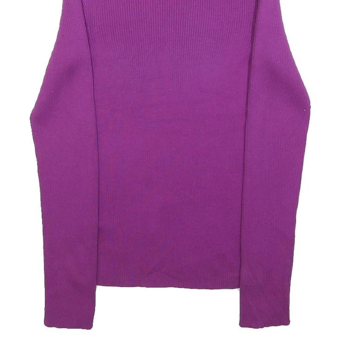 Womens Purple Plain Jumper Roll Neck Basic Knit M Soft Comfortable Casual