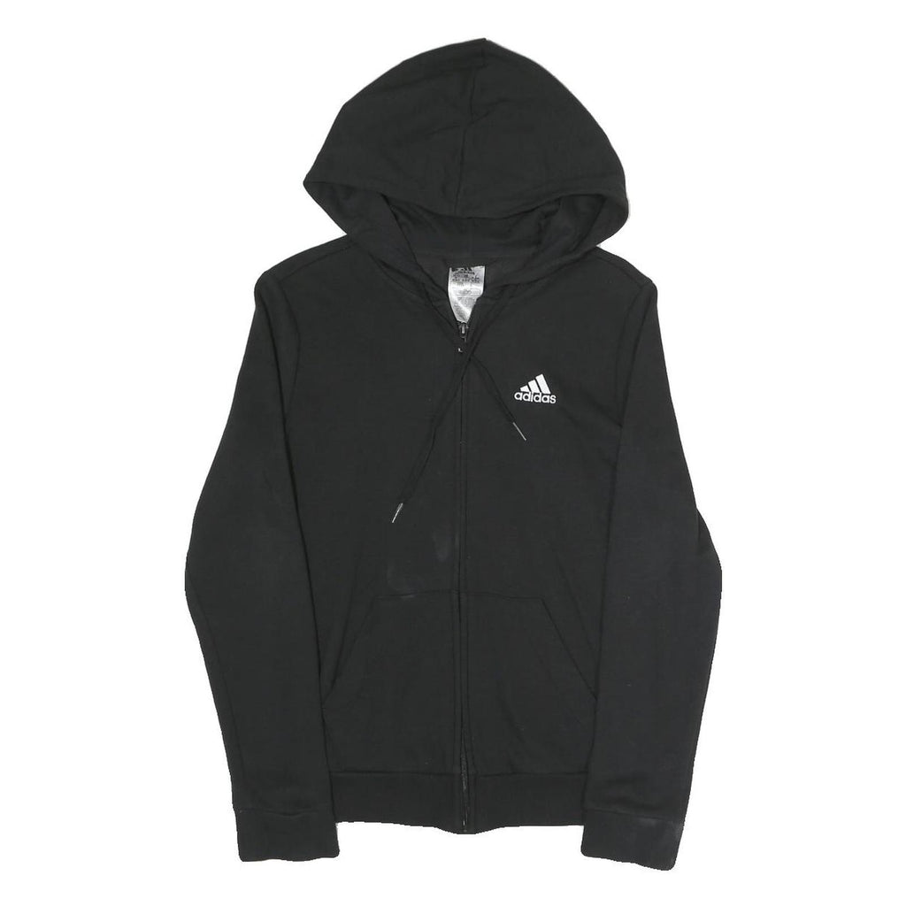 ADIDAS Womens Black ¼ Zip Hoodie XS Logo Sleeve Casual Cotton Blend Sweatshirt